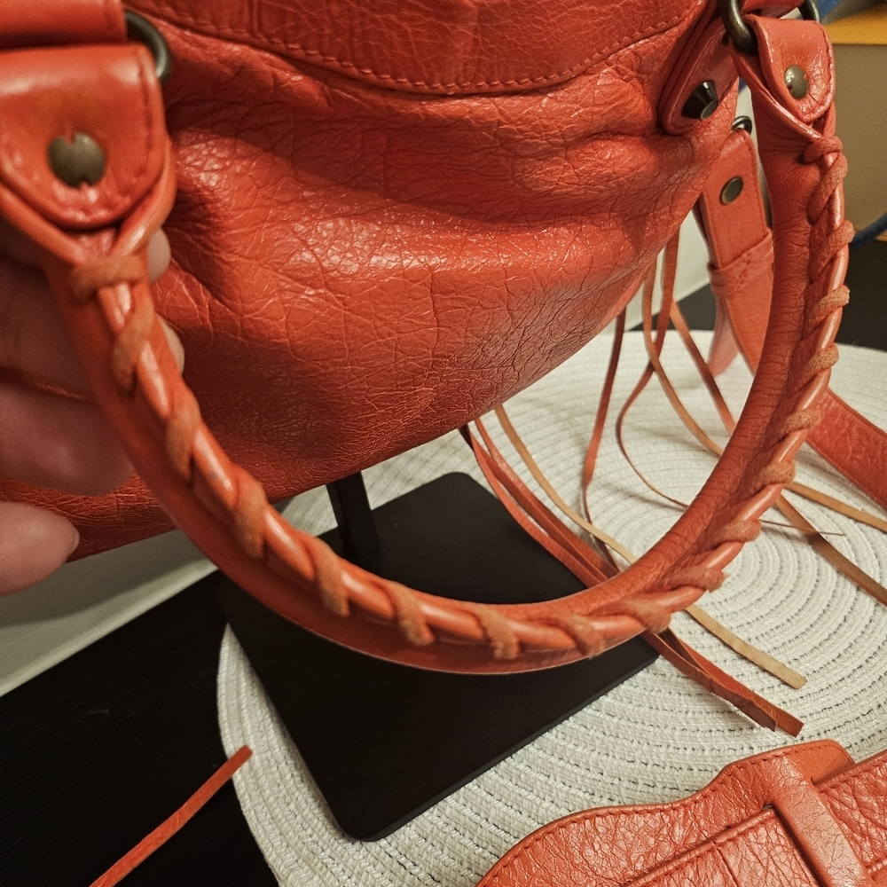Balenciaga Small City Moto Crossbody Bag 🍊 Rare Orange Red - Picture 8 of 17